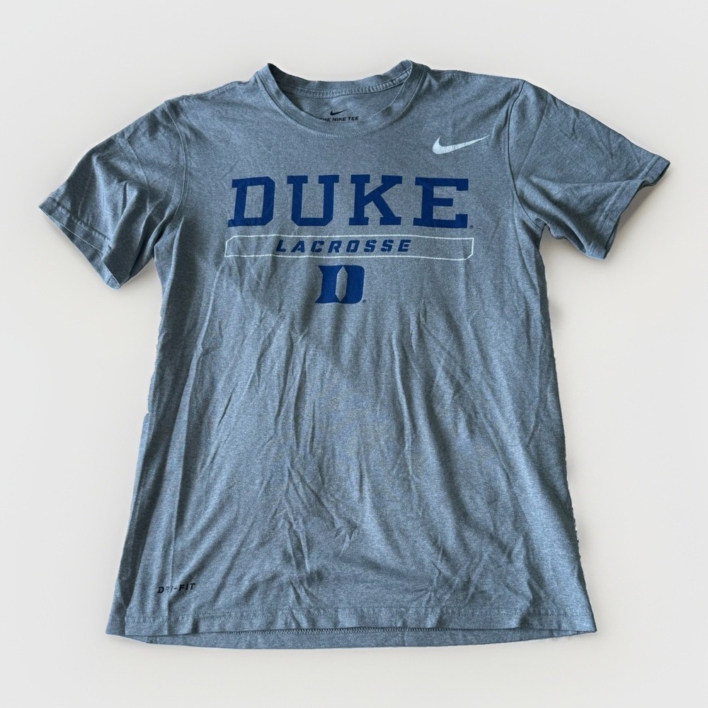 Nike Dri-FIT Duke Lacrosse Men's Gray Graphic Print Short Sleeve Tee S